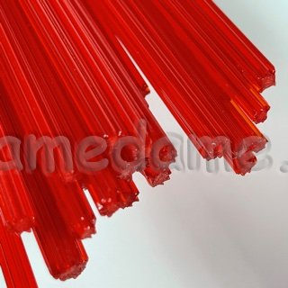 (image for) Lauscha RED TRANSLUCENT RIBBED 4 to 6 mm PER ROD FOR PENS - Click Image to Close